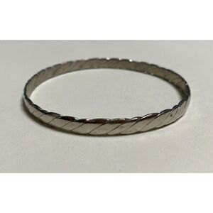 Vintage Laton Signed Twisted Silver Taxco‎ Mexico Bangle Bracelet 2.5”